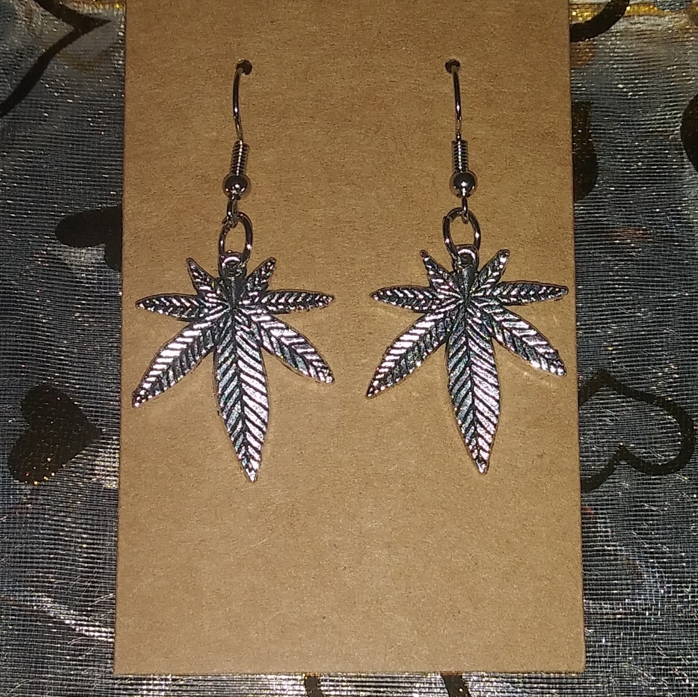 Maryjane leaf earrings, Weed leaf pendant…